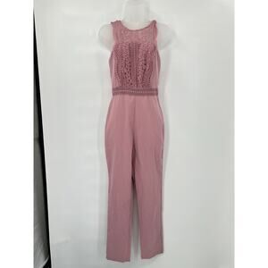 Womens Romper Small Pink Lace Crochet Sleeveless‎ Dainty Feminine Romantic Fairy